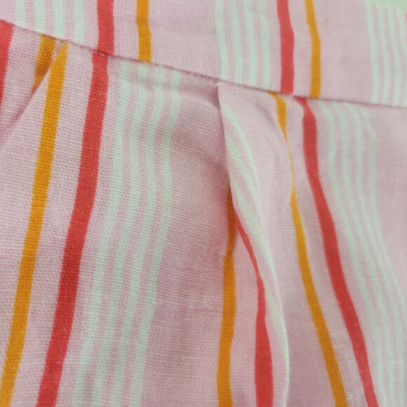Lush Shorts Womens Small Pink Linen Blend High Rise Mom Candy Striped Zip Up - Picture 10 of 13